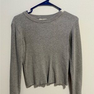 Gray Ribbed Knit Women's Top